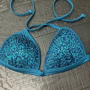 Venus Turquoise Sequin Bikini Top.  Size-B.
